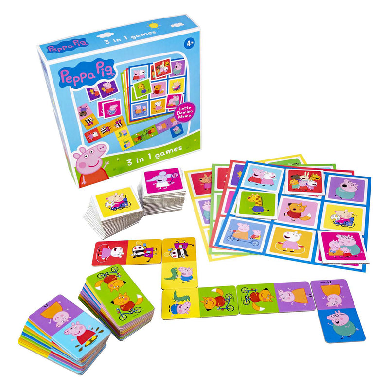 Afbeelding laden in galerijviewer, Tactic peppa pig 3-in-1 spellenverzameling – kaartspel – lotto – domino – memo – kinderspel vanaf 4 jaar

