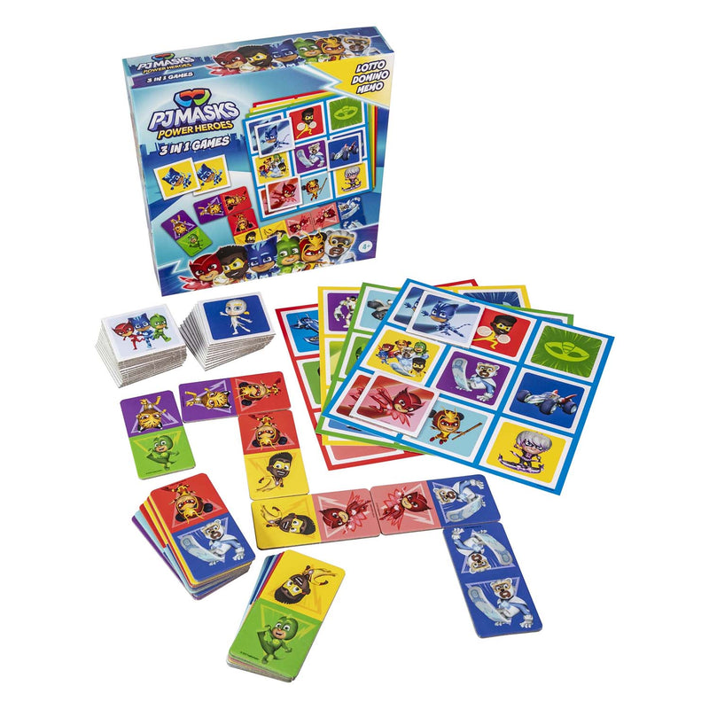 Afbeelding laden in galerijviewer, Tactic pj masks 3-in-1 spellenverzameling – kaartspel – lotto – domino – memo – kinderspel vanaf 4 jaar
