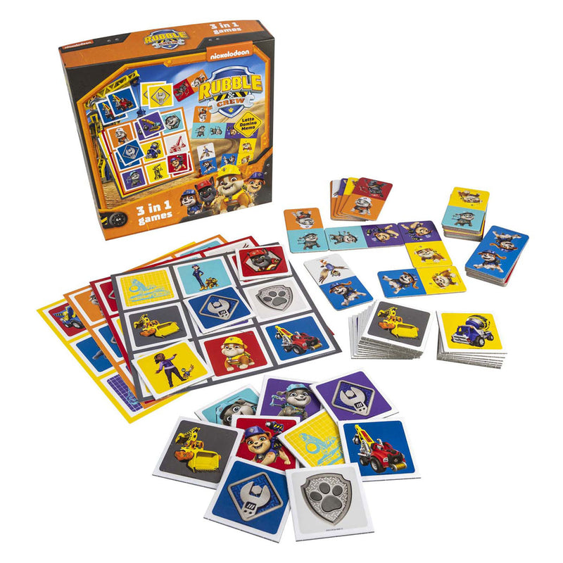 Chargez l'image dans la visionneuse de la galerie, Tactic paw patrol rubble crew 3-in-1 spellenverzameling – kaartspel – lotto – domino – memo – kinderspel vanaf 4 jaar
