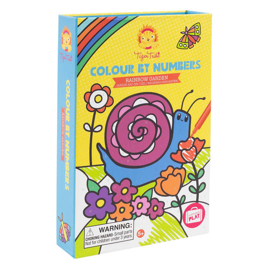 Tiger tribe kleurboek kleuren op nummer incl. stiften - regenboog tuin