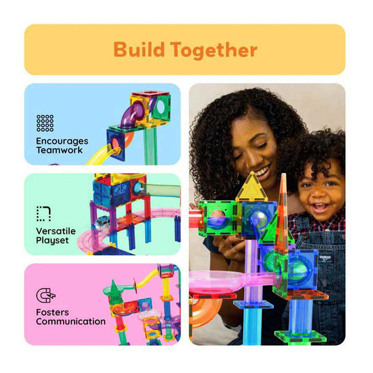 Selecta picassotiles marble run and race track - magnetische bouwtegels - 108dlg.