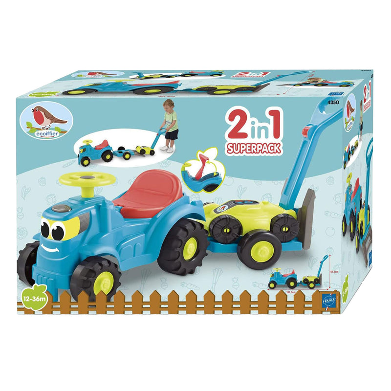 Load image into Gallery viewer, Ecoiffier tractor met aanhanger en grasmaaier
