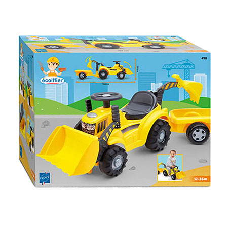 Ecoiffier looptractor met voorlader en wagen