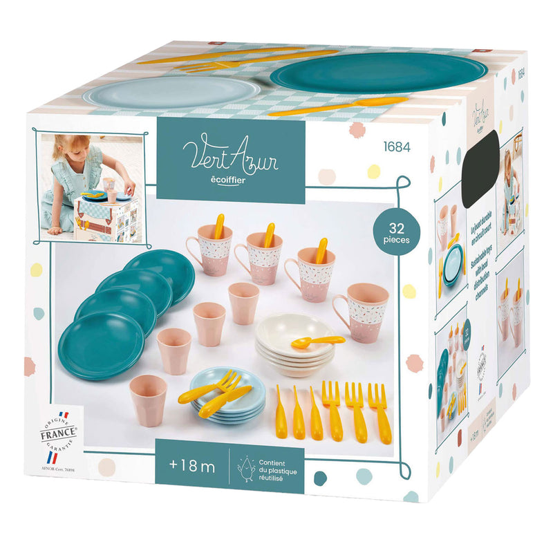 Load image into Gallery viewer, Ecoiffier vert azur picknick speelset met kartonnen picknickmand - 32dlg.
