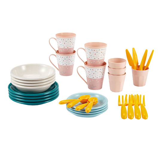 Écoiffier ecoiffier vert azur picknick speelset met kartonnen picknickmand - 32dlg.