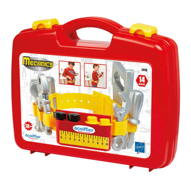 Écoiffier ecoiffier mecanics gereedschapsriem in kofffer met accessoires - 14dlg.