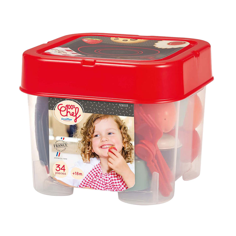 Afbeelding laden in galerijviewer, Écoiffier ecoiffier 100% chef eetset met speeleten - 34dlg.
