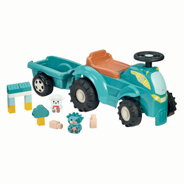 Ecoiffier bb abrick bestuurbare tractor met aanhanger - 15dlg.
