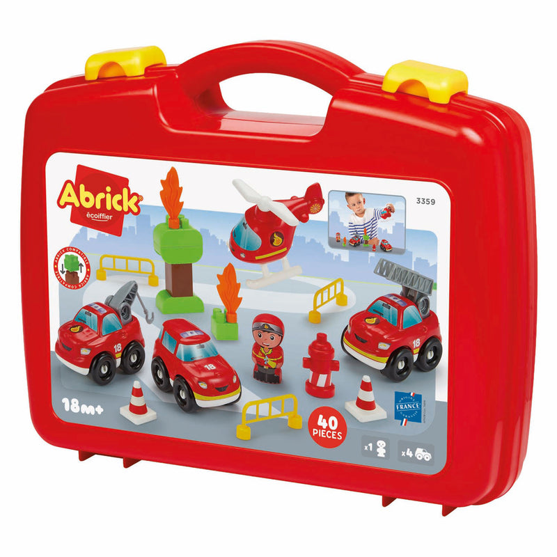 Afbeelding laden in galerijviewer, Ecoiffier abrick koffer met brandweerwagens - 40dlg.
