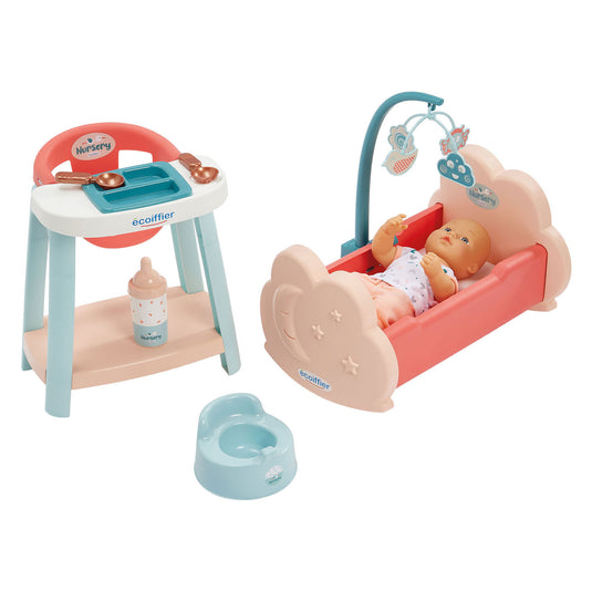 Ecoiffier nursery 3in1 babykamer met babypop- 8dlg.