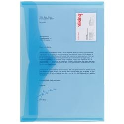 Documentmap od pp 180g m2 a4 33,5x23,5cm blauw.100 vel drukknop etiket