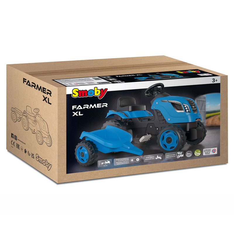 Load image into Gallery viewer, Smoby farmer xl traptractor met trailer blauw
