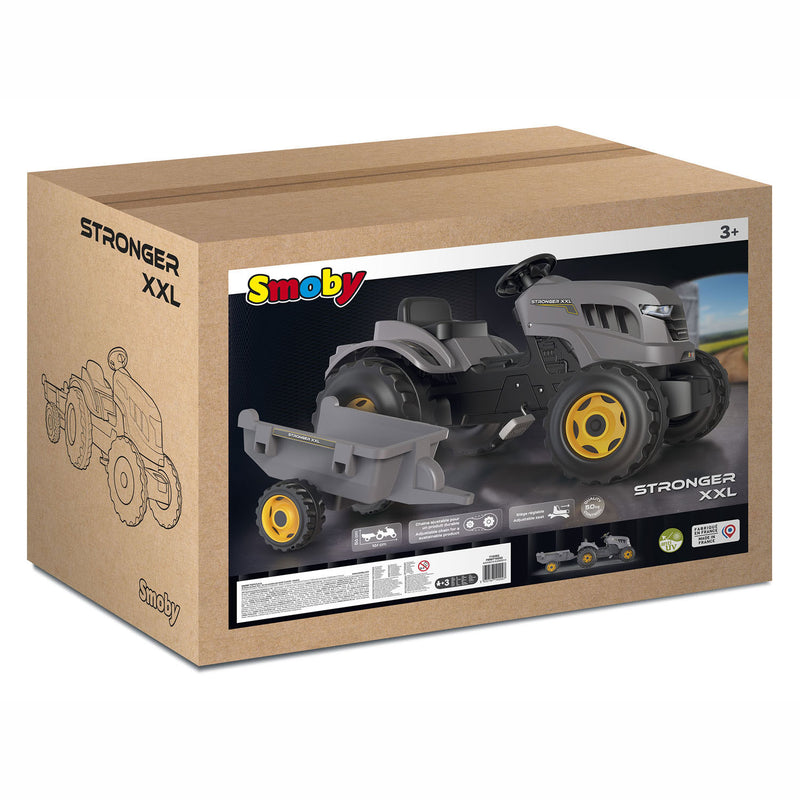 Load image into Gallery viewer, Smoby stronger xxl traptractor met trailer grijs
