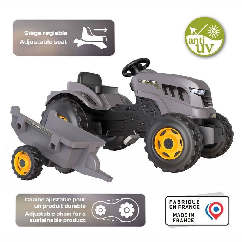 Load image into Gallery viewer, Smoby stronger xxl traptractor met trailer grijs
