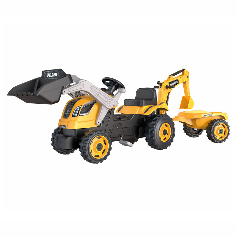 Load image into Gallery viewer, Smoby Builder Max Graafmachine Traptractor met Trailer Geel
