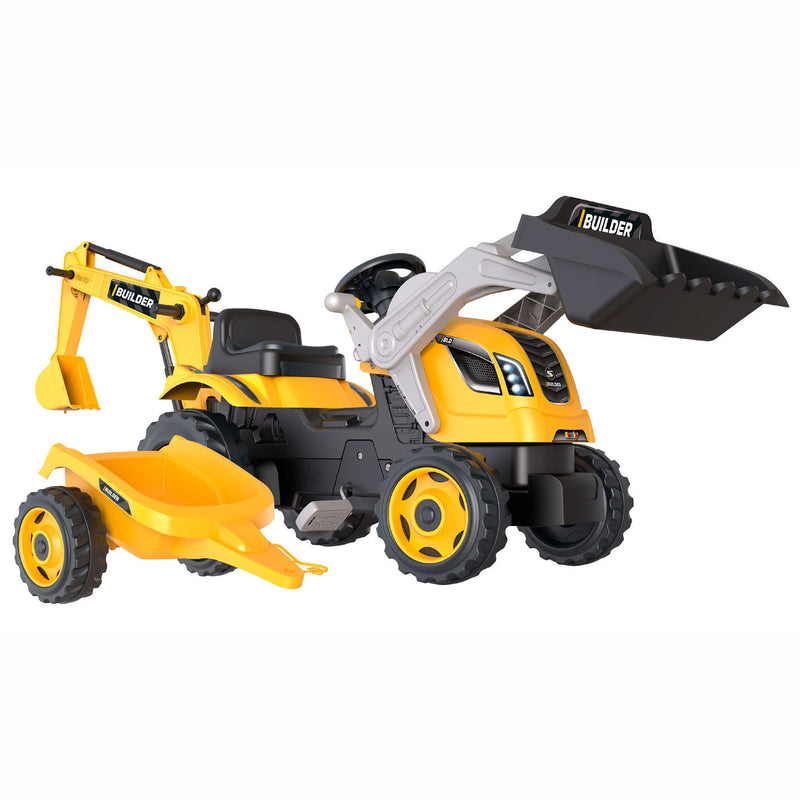 Load image into Gallery viewer, Smoby Builder Max Graafmachine Traptractor met Trailer Geel
