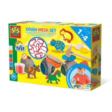 Ses creative - my first - klei mega set - tools en klei vormpjes - glutenvrije klei in heldere kleuren - droogt niet uit - boerderij thema - met houten deegroller en hamer