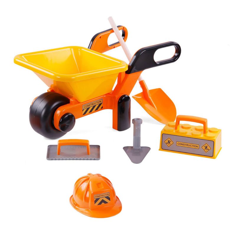 Load image into Gallery viewer, Cavallino kruiwagen geel met gereedschap en helm, 6dlg.
