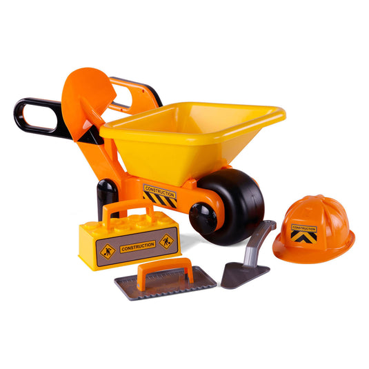 Cavallino kruiwagen geel met gereedschap en helm, 6dlg.