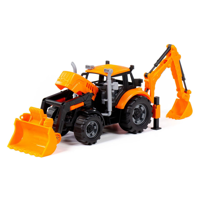 Load image into Gallery viewer, Cavallino tractor met lader en graafmachine geel, schaal 1:32
