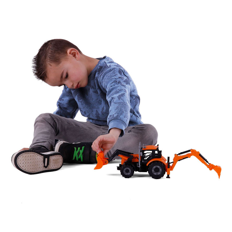 Load image into Gallery viewer, Cavallino tractor met lader en graafmachine geel, schaal 1:32
