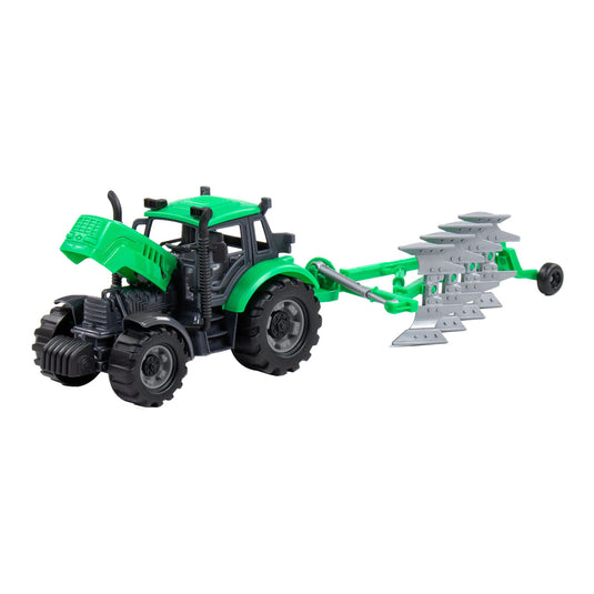 Cavallino tractor met ploeg groen, schaal 1:32