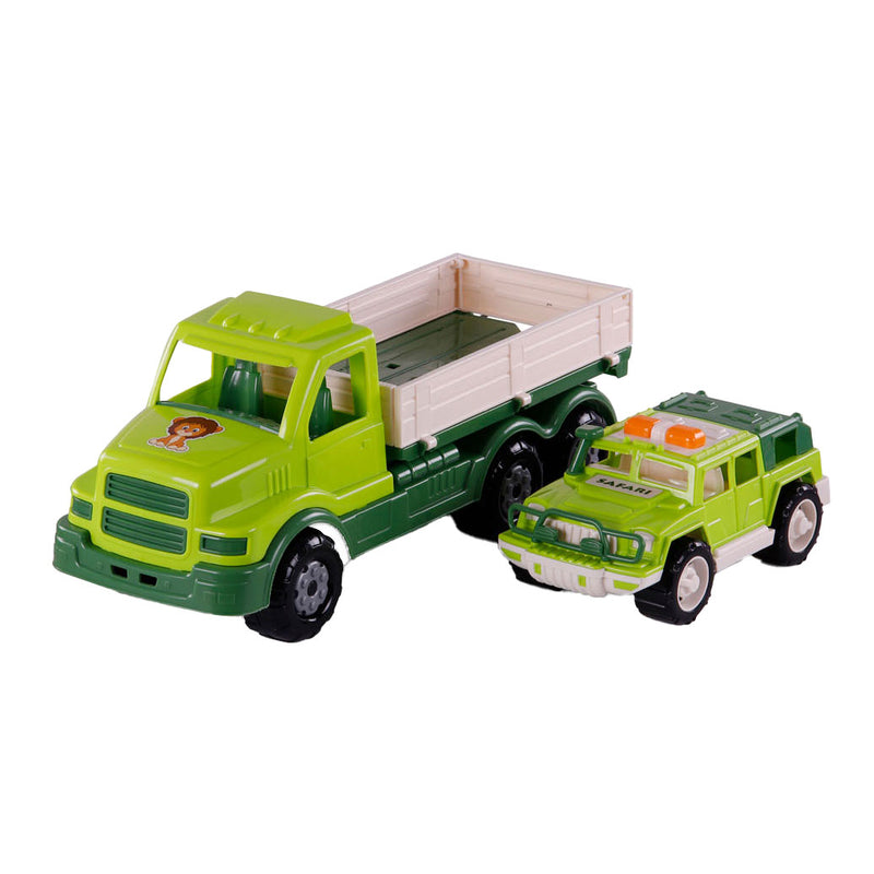 Load image into Gallery viewer, Cavallino xl torpedo vrachtwagen met survival jeep groen, 44,5cm

