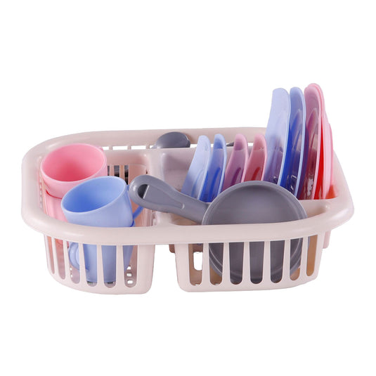 Cavallino servies met afwasrek roze, 30dlg.