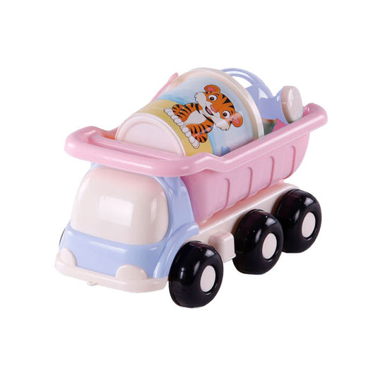 Cavallino strand kiepwagen met emmerset roze, 5dlg.