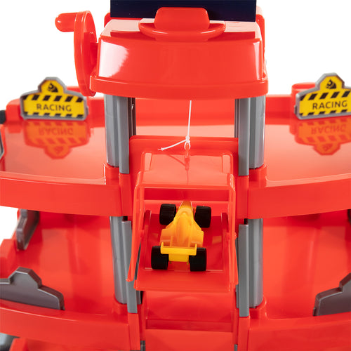 Cavallino racing parkeergarage rood met 4 verdiepingen en auto's speelset