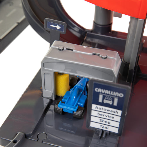 Cavallino racing parkeergarage met 4 verdiepingen en auto's speelset