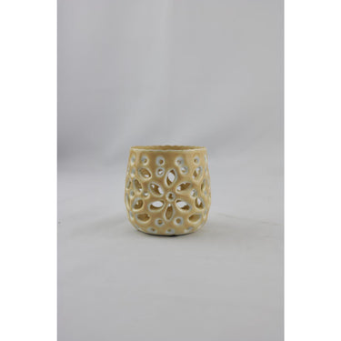 Mansion atmosphere hã©rault votive waxinelichthouder beige 8x8x7cm