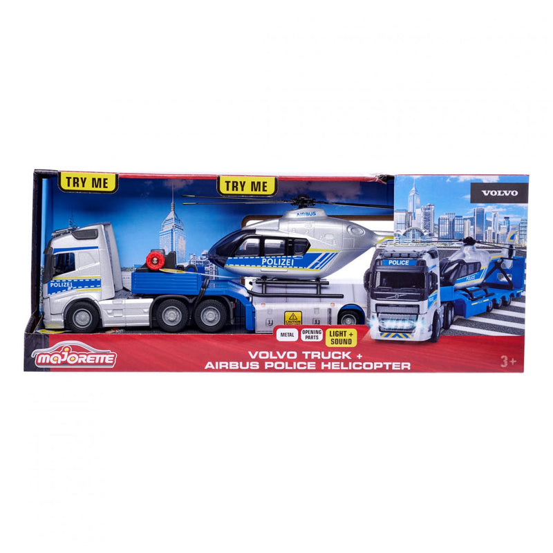 Load image into Gallery viewer, Majorette Volvo Vrachtwagen met Helikopter Politie
