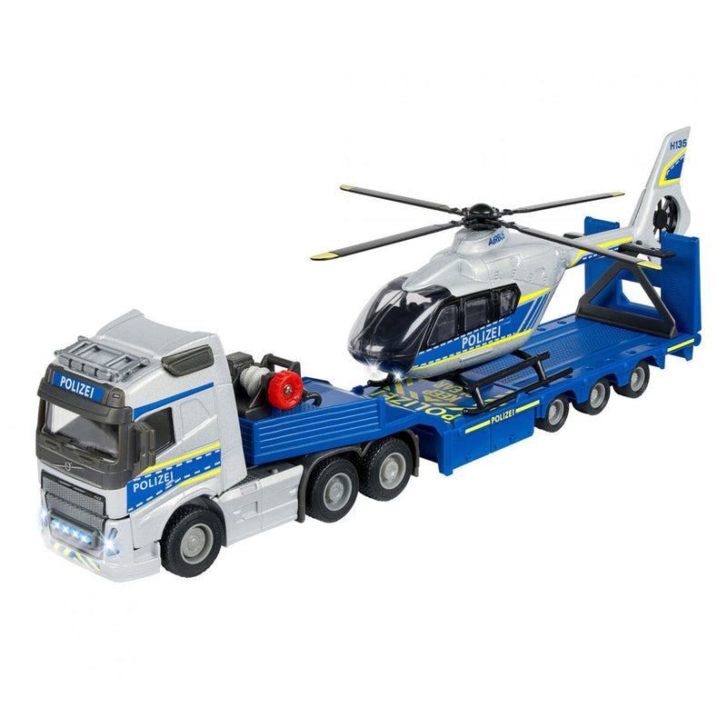 Load image into Gallery viewer, Majorette Volvo Vrachtwagen met Helikopter Politie
