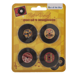 Ootb koelkastmagneten retro lp 4,2x4,2cm set van 4 stuks