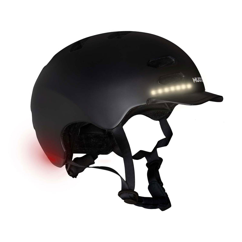 Load image into Gallery viewer, Hudora skaterhelm met klep en led zwart, maat m (55-58cm)
