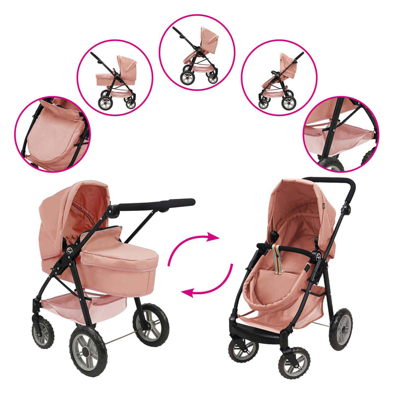 Load image into Gallery viewer, 2-in-1 poppenwagen - roze
