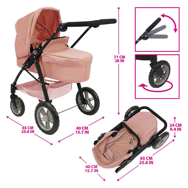 Load image into Gallery viewer, 2-in-1 poppenwagen - roze

