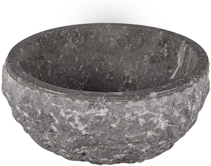 Differnz asti waskom - opzetwaskom van gepolijst marmer - rond model - onderhoudsvriendelijk - uniek steenpatroon - geschikt voor de badkamer - afmeting ø 38 cm x 15 cm - kleur grijs