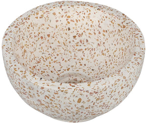 Differnz boomer waskom - terrazzo waskom met ronde vorm - diameter 21 x hoogte 12 cm - kleur beige - moderne vormgeving - geschikt zonder onderbouwkast - per 1 stuk