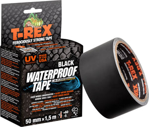 Kip t-rex waterproof - extra sterke waterdichte ducttape | weerbestendige zelfklevende afdichtingstape voor zwembaden, waterleidingen en huishoudelijk gebruik - hecht ook onder water | zwarte ducttape 50 mm x 1,5 m