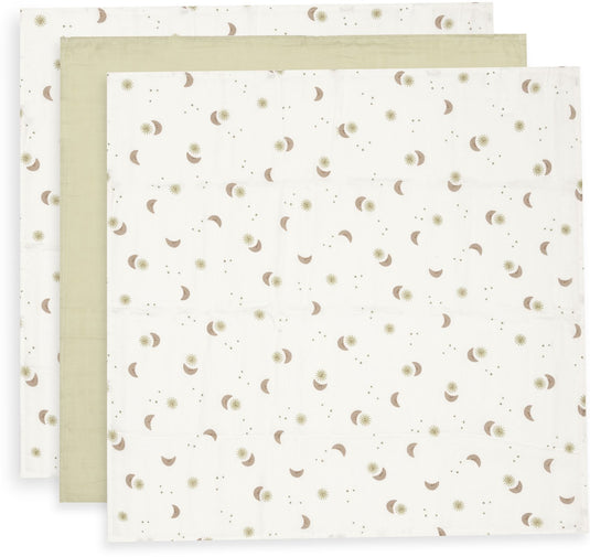 Jollein hydrofiele doek small 70x70cm over the moon (3pack)