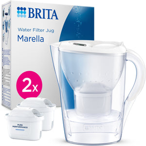 Brita - waterfilterkan - marella cool - 2,4l - wit - incl. 2 maxtra pro all-in-1 filterpatronen - voordeelverpakking