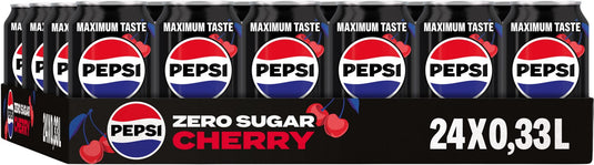Pepsi - zero sugar cherry - 24 x 330 ml - tray - voordeelverpakking