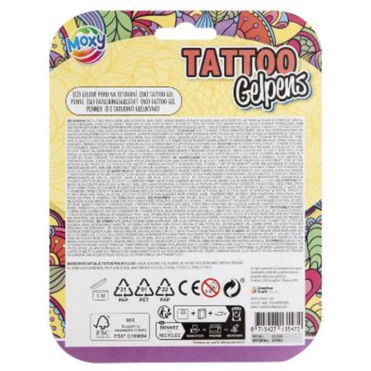 Moxy tattoo gelpennen metallic met sjabloon set a 4