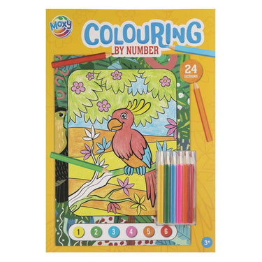 Moxy kleuren op nummer a4, 24 designs met 5 potloodjes