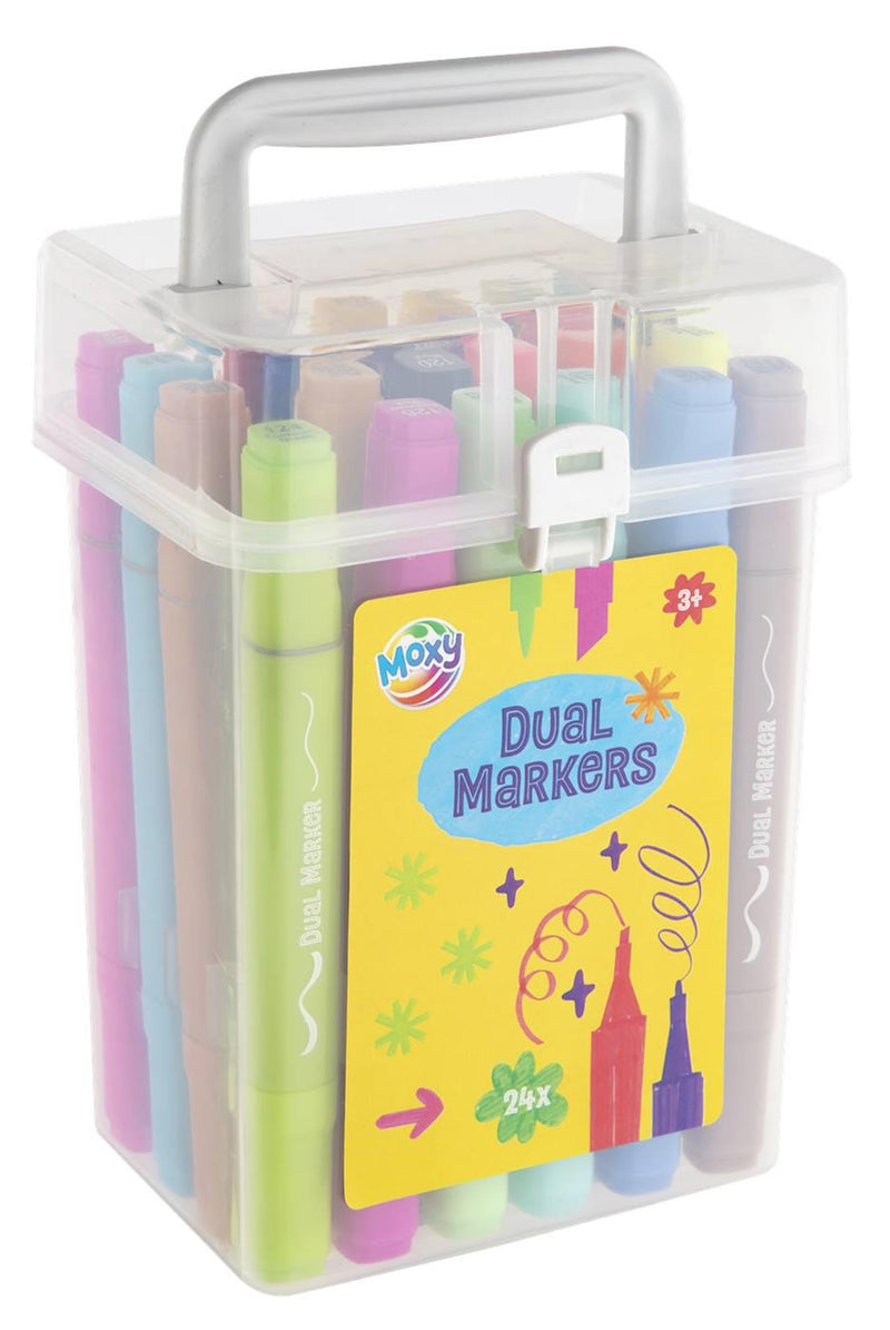 ギャラリービューアに画像をロードする, Moxy dual markers fluor 24 stuks in transparante box
