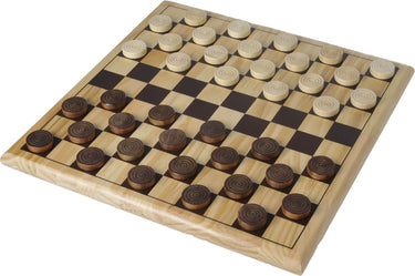 Engelhart damset compleet – damstenen van berkenhout ø 30 mm – bord 29 x 29 cm – luxe dambord voor beginners gevorderden –
