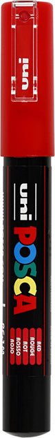 Uni posca verfmarker 1mc rood - conische punt - 1 mm