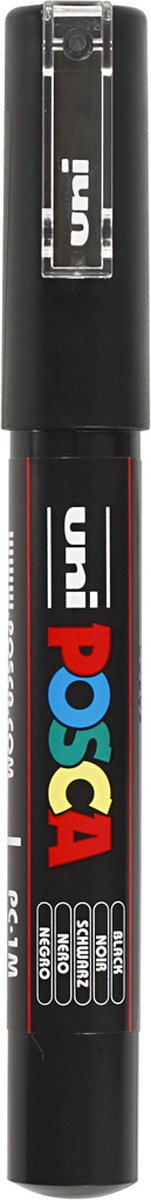 Uni posca verfmarker 1mc zwart - conische punt - 1 mm